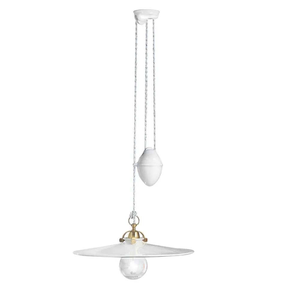 Lampa wisząca Ups and Down z żelaza i błyszczącej ceramiki 2 rozmiary - Asti Viadurini