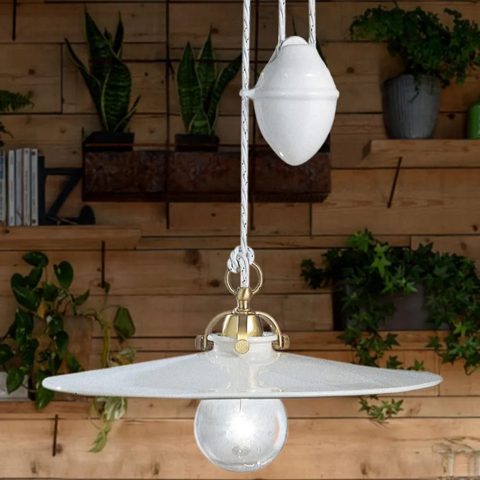 Lampa wisząca Ups and Down z żelaza i błyszczącej ceramiki 2 rozmiary - Asti Viadurini