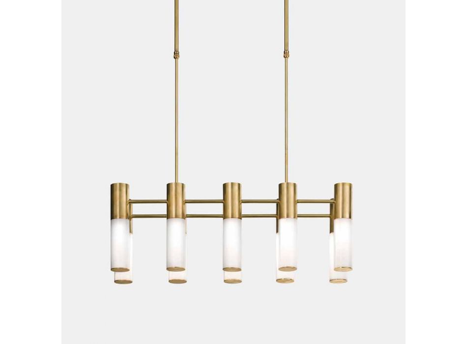 Lampa wisząca 10 lamp z mosiądzu i szkła Made in Italy - Etoile by Il Fanale Viadurini