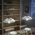 Lampa wisząca 2 światła z ręcznie robionej ceramiki z Passanastri - Neapol Viadurini