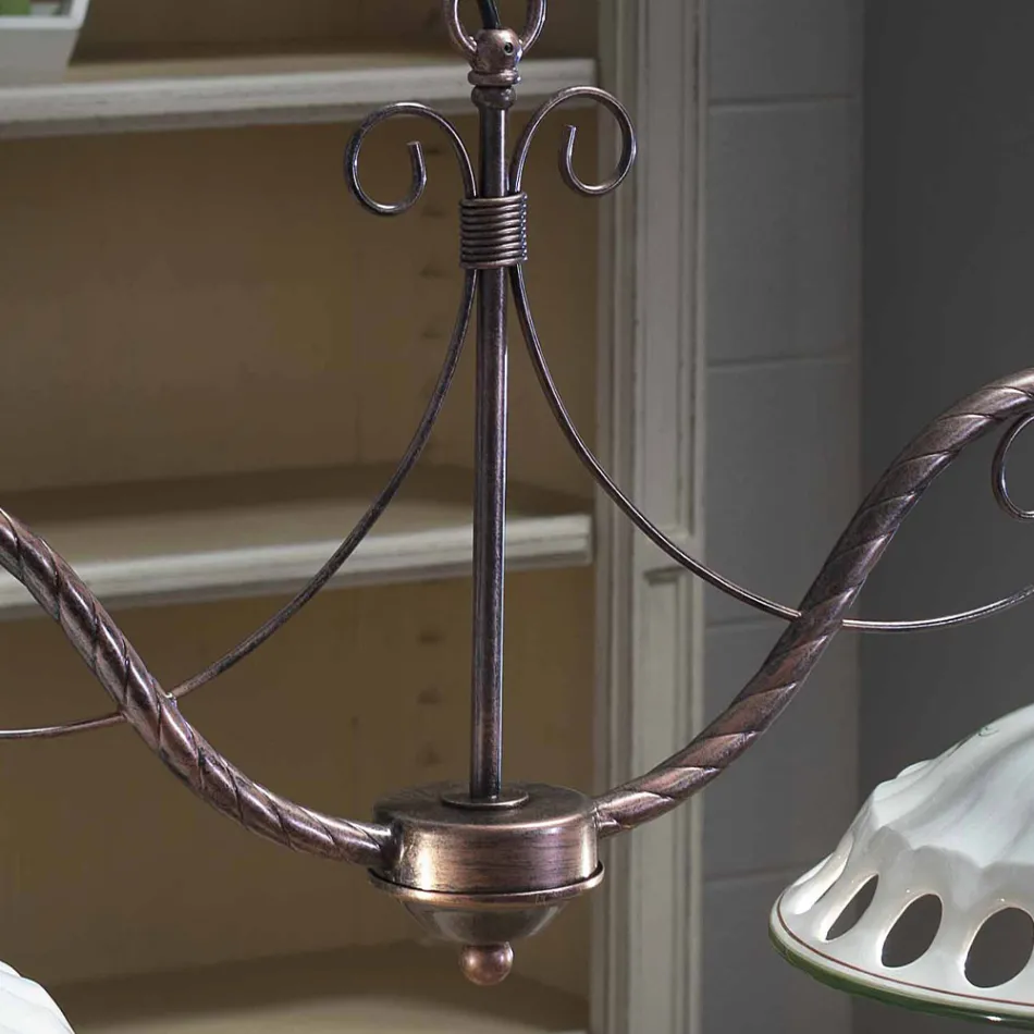 Lampa wisząca 2 światła z ręcznie robionej ceramiki z Passanastri - Neapol Viadurini