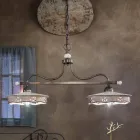 Zabytkowa lampa wisząca 2 światła z ręcznie robionej ceramiki żelaznej - Alessandria Viadurini