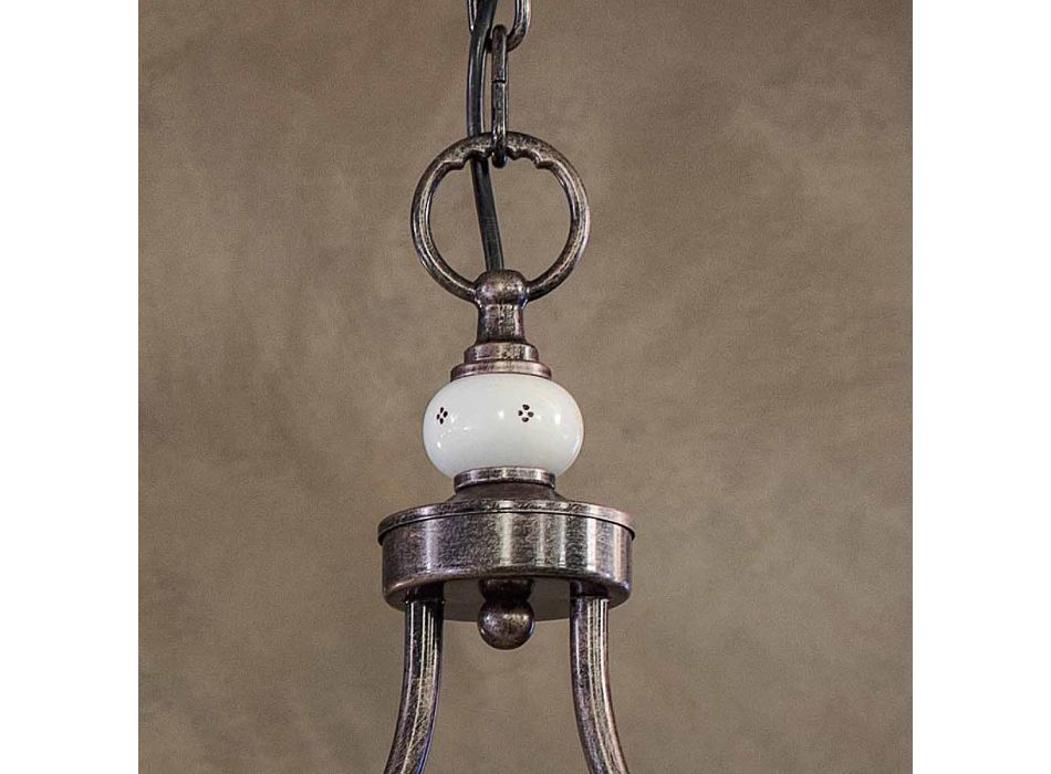 Zabytkowa lampa wisząca 2 światła z ręcznie robionej ceramiki żelaznej - Alessandria Viadurini