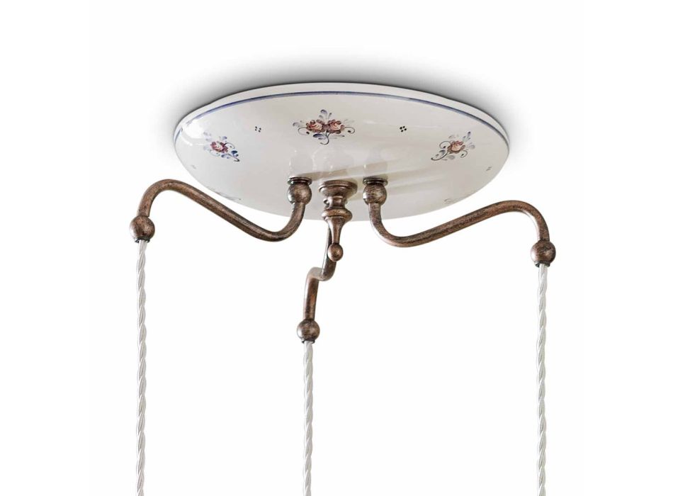Lampa wisząca 3 światła z żelaza i ceramiki ręcznie malowanej w stylu vintage - Chieti Viadurini
