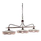 Lampa wisząca 3 światła Vintage ceramika i ręcznie robione żelazo - Alessandria Viadurini
