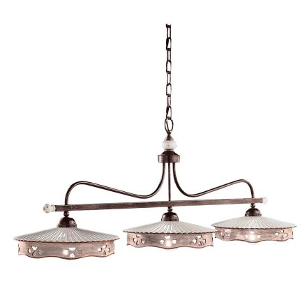 Lampa wisząca 3 światła Vintage ceramika i ręcznie robione żelazo - Alessandria Viadurini
