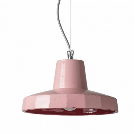 Lampa podwieszana 30 cm, z mosiądzu i majoliki toskańskiej, Rossi Toscot Viadurini