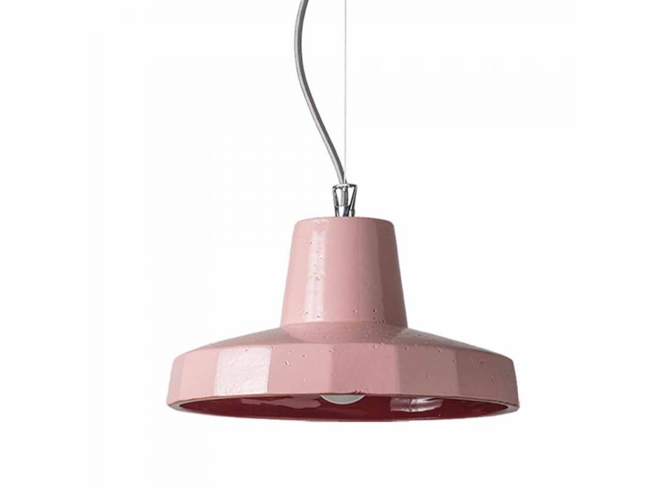 Lampa podwieszana 30 cm, z mosiądzu i majoliki toskańskiej, Rossi Toscot Viadurini
