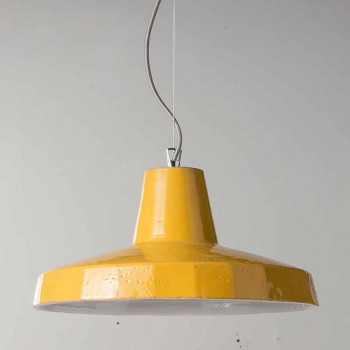 Lampa wisząca 42 cm z mosiądzu i toskańskiej majoliki Rossi - Toscot