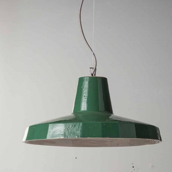 Lampa wisząca 42 cm z mosiądzu i toskańskiej majoliki Rossi - Toscot
