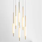 Lampa wisząca z 1, 3 lub 6 światłami w mosiądzu Nowoczesny design - Typha od Il Fanale Viadurini