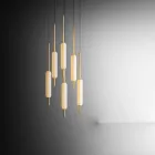 Lampa wisząca z 1, 3 lub 6 światłami w mosiądzu Nowoczesny design - Typha od Il Fanale Viadurini