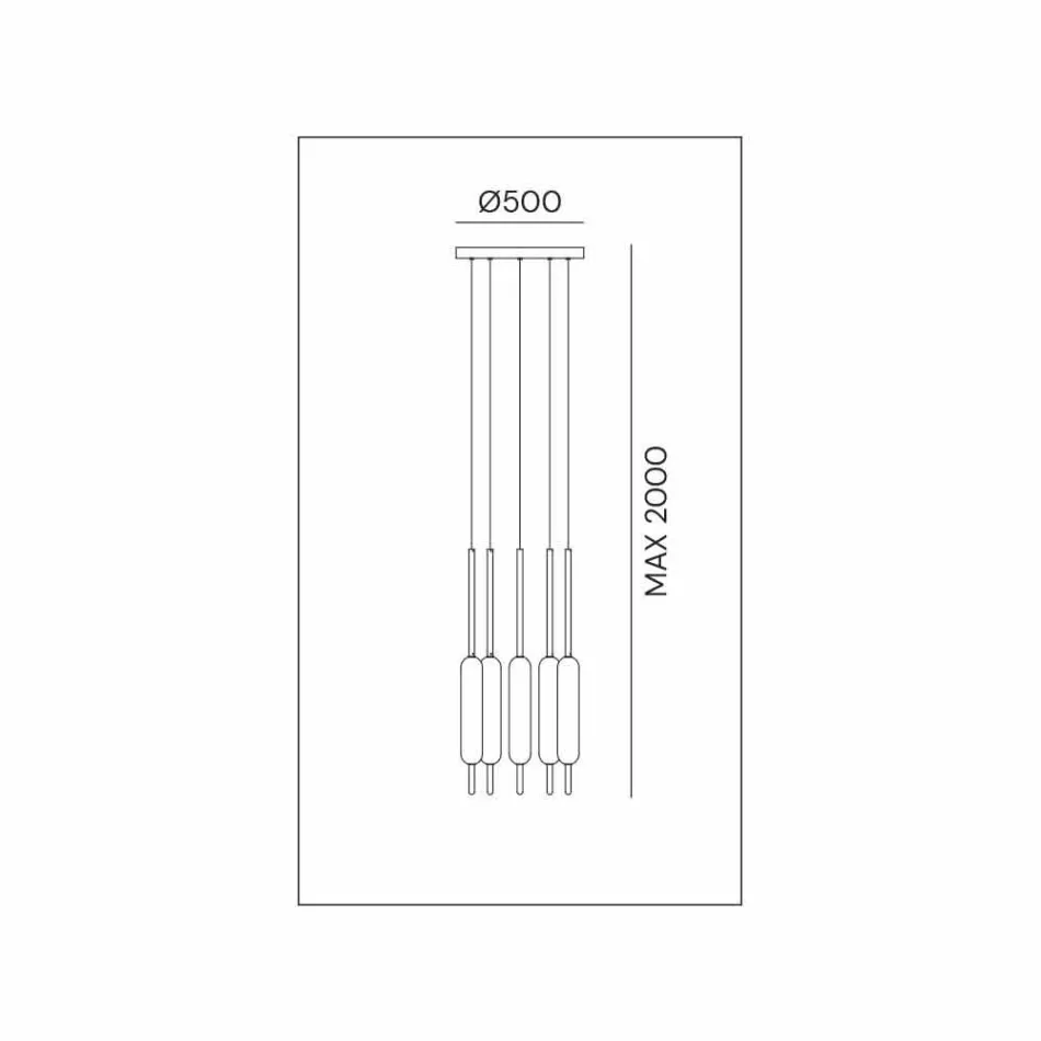 Lampa wisząca z 1, 3 lub 6 światłami w mosiądzu Nowoczesny design - Typha od Il Fanale Viadurini
