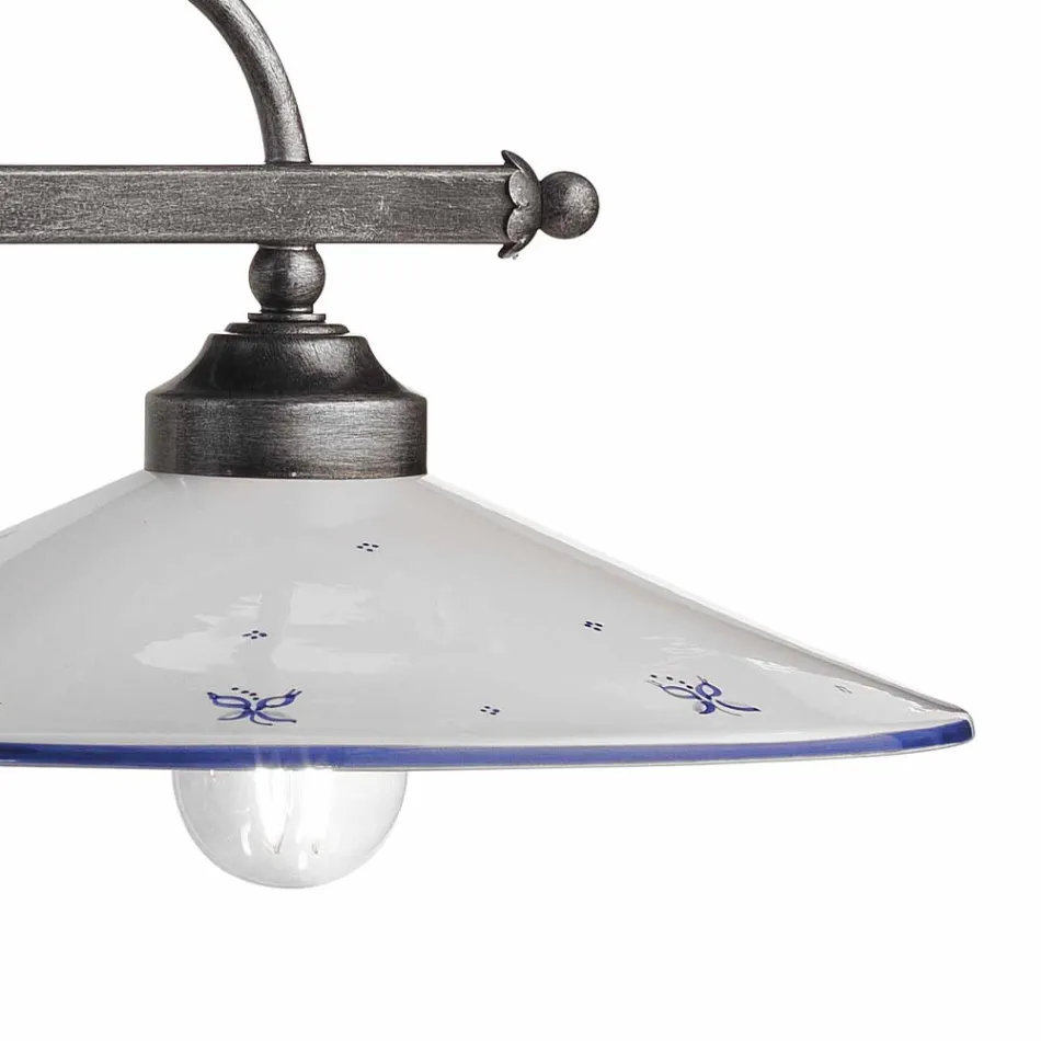 Lampa wisząca z 2 światłami w ręcznie malowanym ceramicznym i żelaznym designie - Asti Viadurini