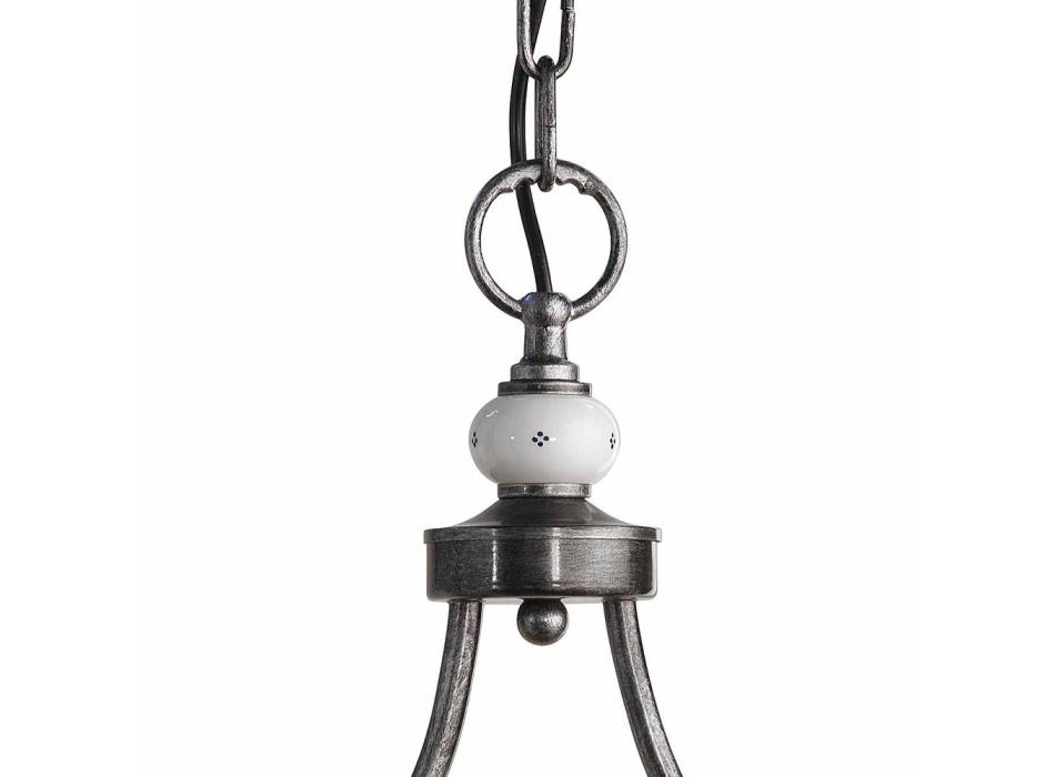 Lampa wisząca z 2 światłami w ręcznie malowanym ceramicznym i żelaznym designie - Asti Viadurini