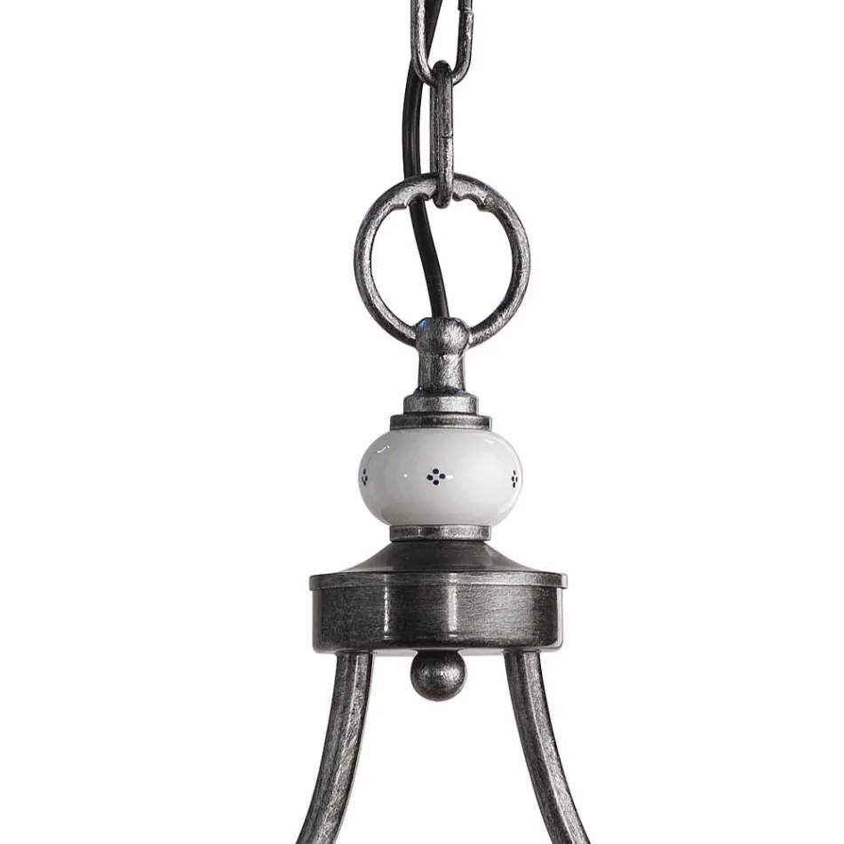 Lampa wisząca z 2 światłami w ręcznie malowanym ceramicznym i żelaznym designie - Asti Viadurini