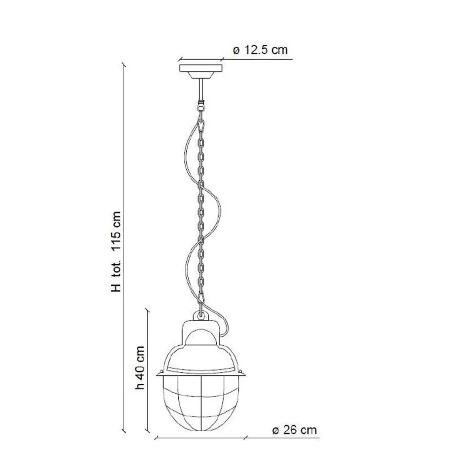 Ręcznie wykonana lampa wisząca z żelaza i ceramiki z siatką - przemysłowa Viadurini