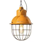 Ręcznie wykonana lampa wisząca z żelaza i ceramiki z siatką - przemysłowa Viadurini