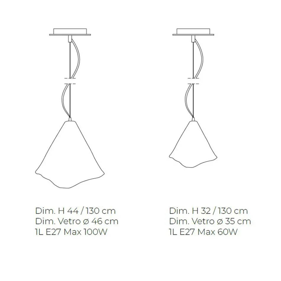 Ręcznie wykonana lampa wisząca z dmuchanego szkła weneckiego 35 46 cm - Mary Viadurini