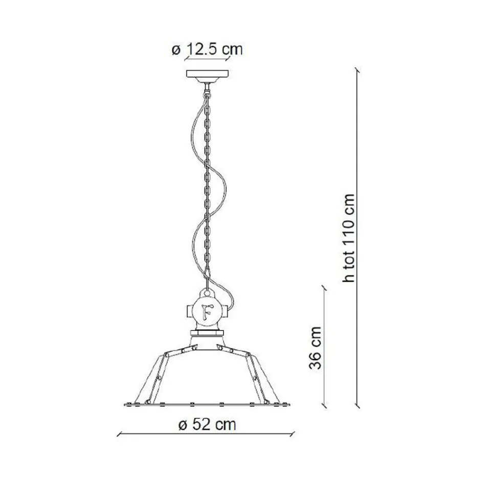 Przemysłowa lampa wisząca z żelaza i ceramiki - przemysłowa Viadurini