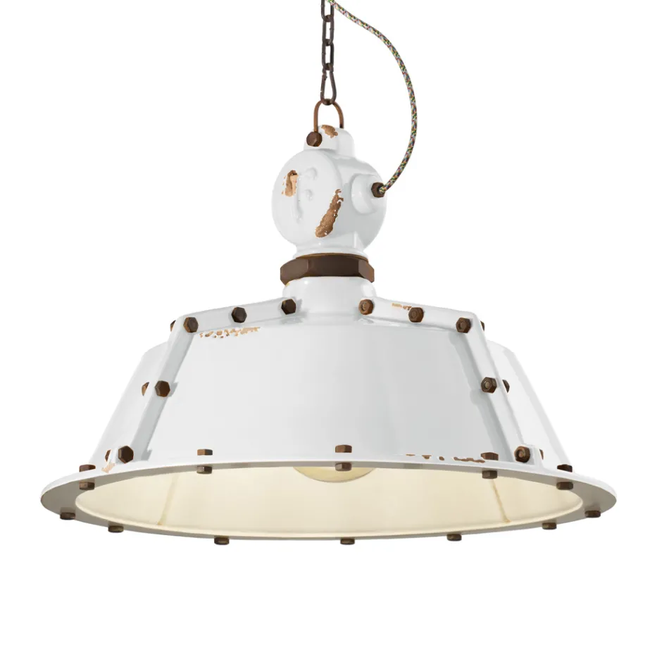 Przemysłowa lampa wisząca rzemieślnicza z żelaza i ceramiki - przemysłowa Viadurini