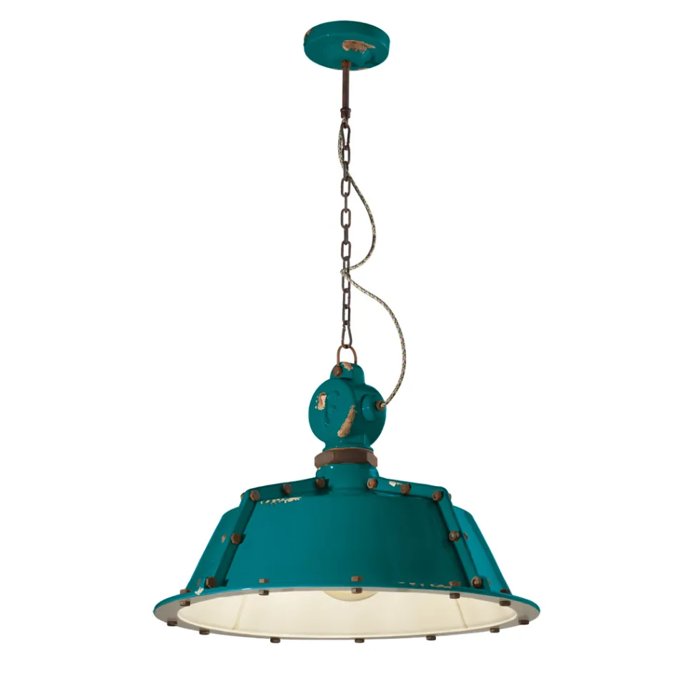 Przemysłowa lampa wisząca rzemieślnicza z żelaza i ceramiki - przemysłowa Viadurini