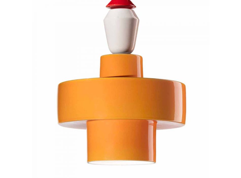 Żółta lub zielona retro ceramiczna lampa wisząca Made in Italy - Ferroluce Lariat Viadurini