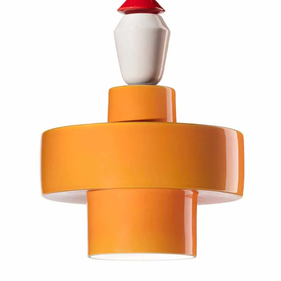 Żółta lub zielona retro ceramiczna lampa wisząca Made in Italy - Ferroluce Lariat Viadurini