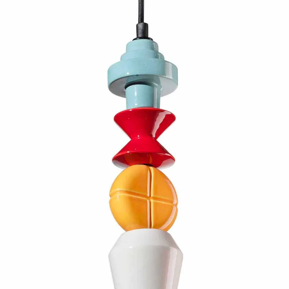 Żółta lub zielona retro ceramiczna lampa wisząca Made in Italy - Ferroluce Lariat Viadurini