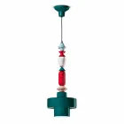 Żółta lub zielona retro ceramiczna lampa wisząca Made in Italy - Ferroluce Lariat Viadurini