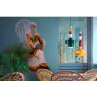 Żółta lub zielona retro ceramiczna lampa wisząca Made in Italy - Ferroluce Lariat Viadurini