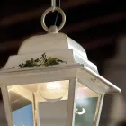 Zawieszana lampa zewnętrzna z białego aluminium i ręcznie robiona dekoracja - Gorizia Viadurini