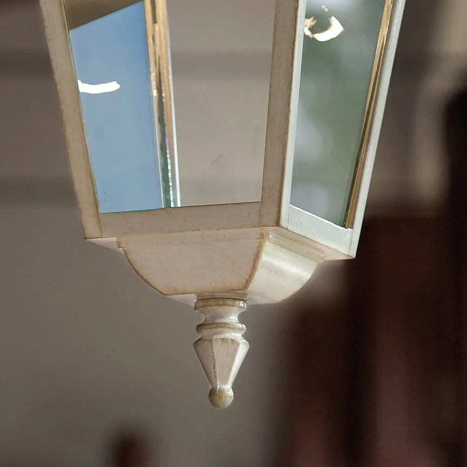 Zawieszona lampa zewnętrzna z białego aluminium i ręcznie robiona dekoracja - Gorizia Viadurini