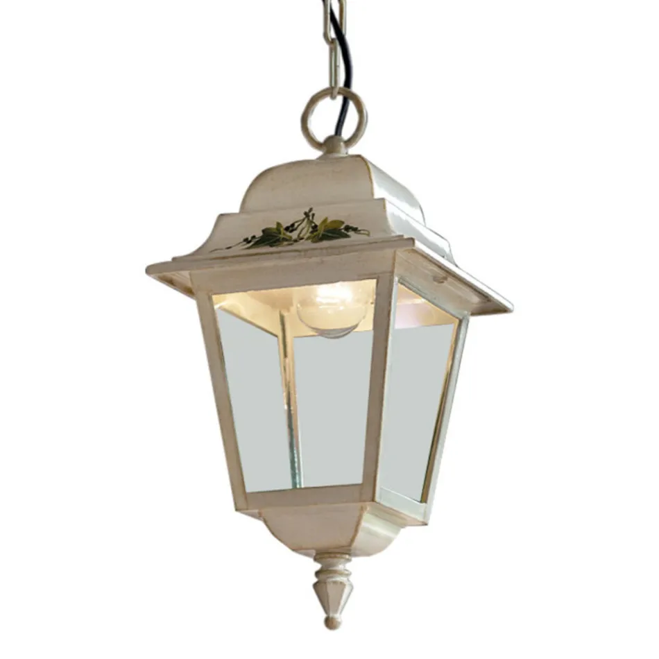 Zawieszona lampa zewnętrzna z białego aluminium i ręcznie robiona dekoracja - Gorizia Viadurini