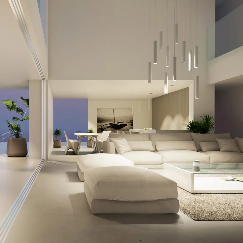 Lampa wisząca wpuszczana z białego lub czarnego aluminium, 2 sztuki - Rebolla Viadurini