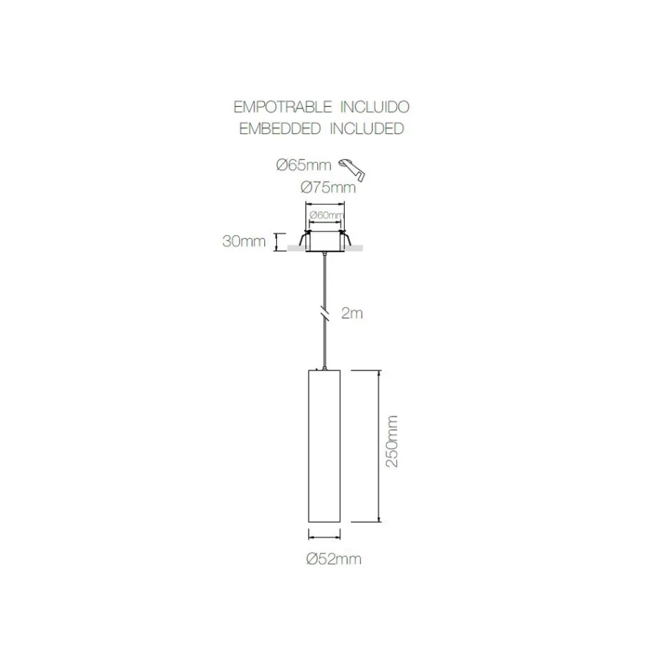 Lampa wisząca wpuszczana z białego lub czarnego aluminium, 2 sztuki - Rebolla Viadurini