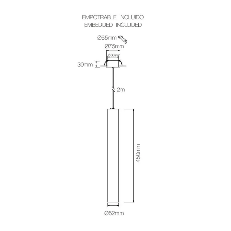 Lampa wisząca wpuszczana z białego lub czarnego aluminium, 2 sztuki - Rebolla Viadurini