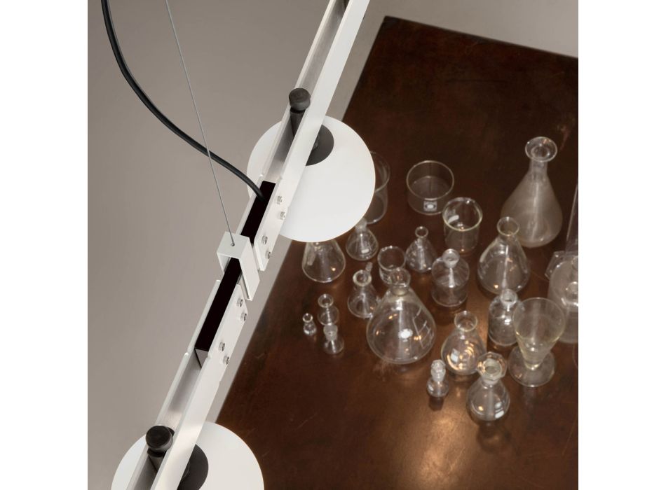 Lampa wisząca z białego aluminium ze szklanymi kulami i reflektorami - Exodus Viadurini
