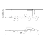 Lampa wisząca z białego aluminium ze szklanymi kulami i reflektorami - Exodus Viadurini