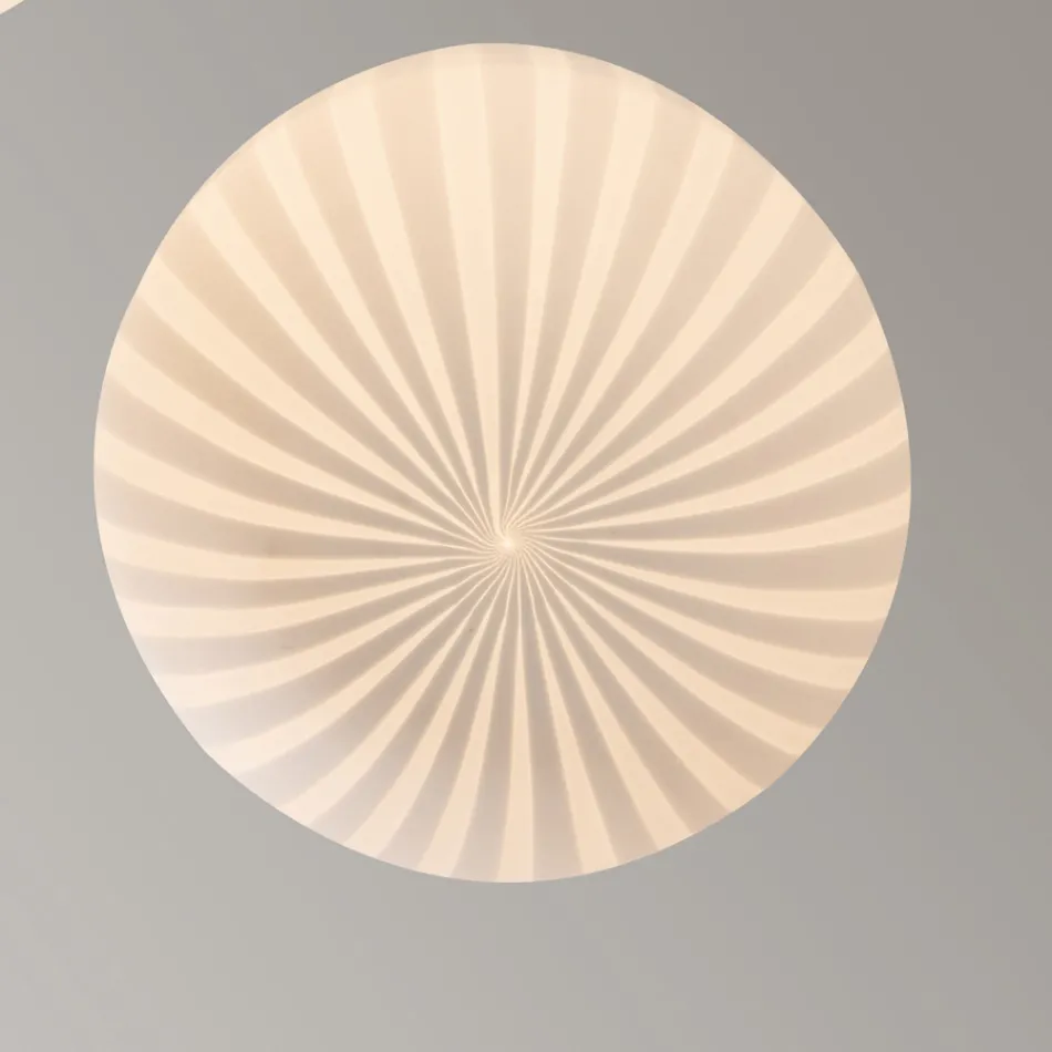 Okrągła lampa wisząca z białego filigranowego szkła - przyczepa kempingowa Viadurini