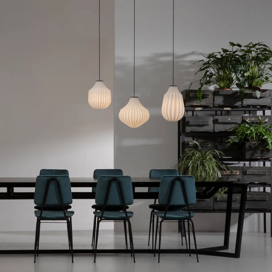 Okrągła lampa wisząca z białego filigranowego szkła - przyczepa kempingowa Viadurini