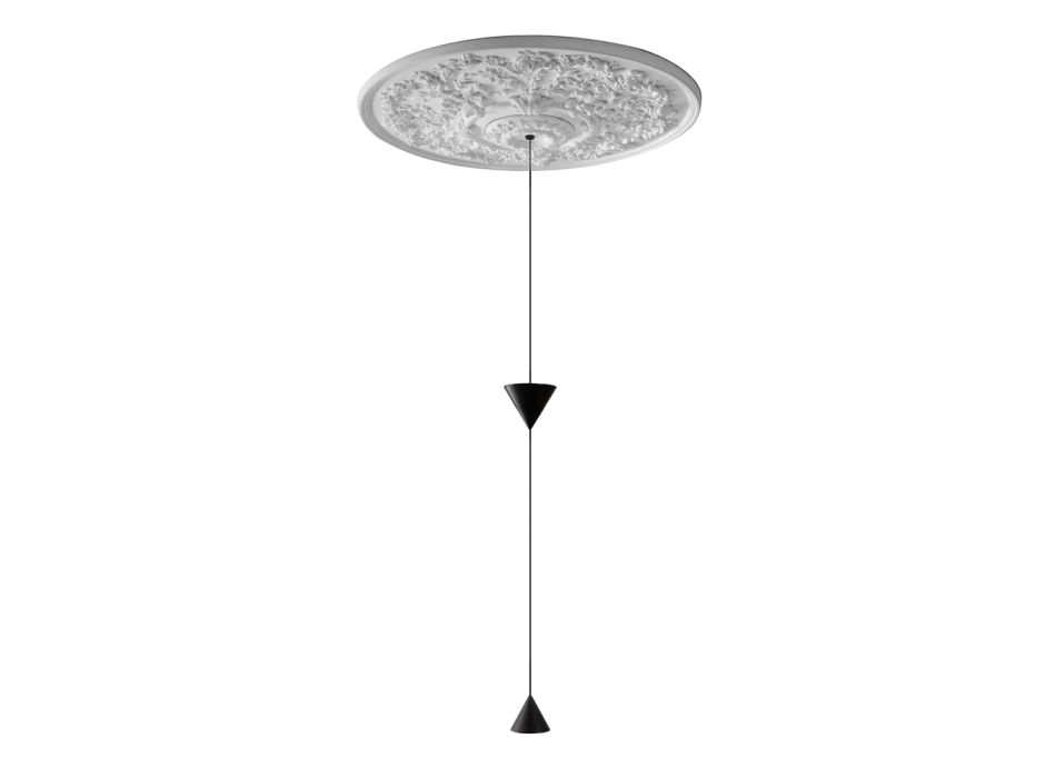 Designerska lampa wisząca z białego gipsu i czarnego aluminium 2 stożki - Tesera Viadurini