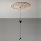 Designerska lampa wisząca z białego gipsu i czarnego aluminium 2 stożki - Tesera Viadurini