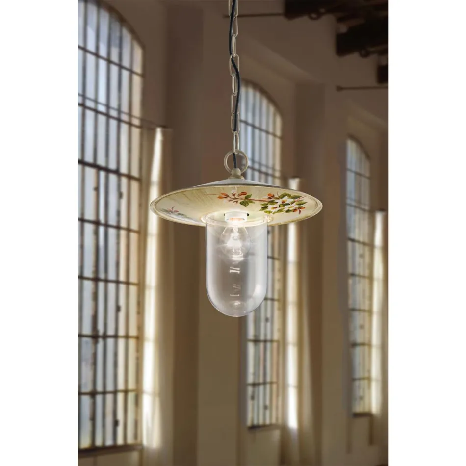 Zewnętrzna lampa wisząca z aluminium ręcznie malowane kwiaty - Genoa Viadurini