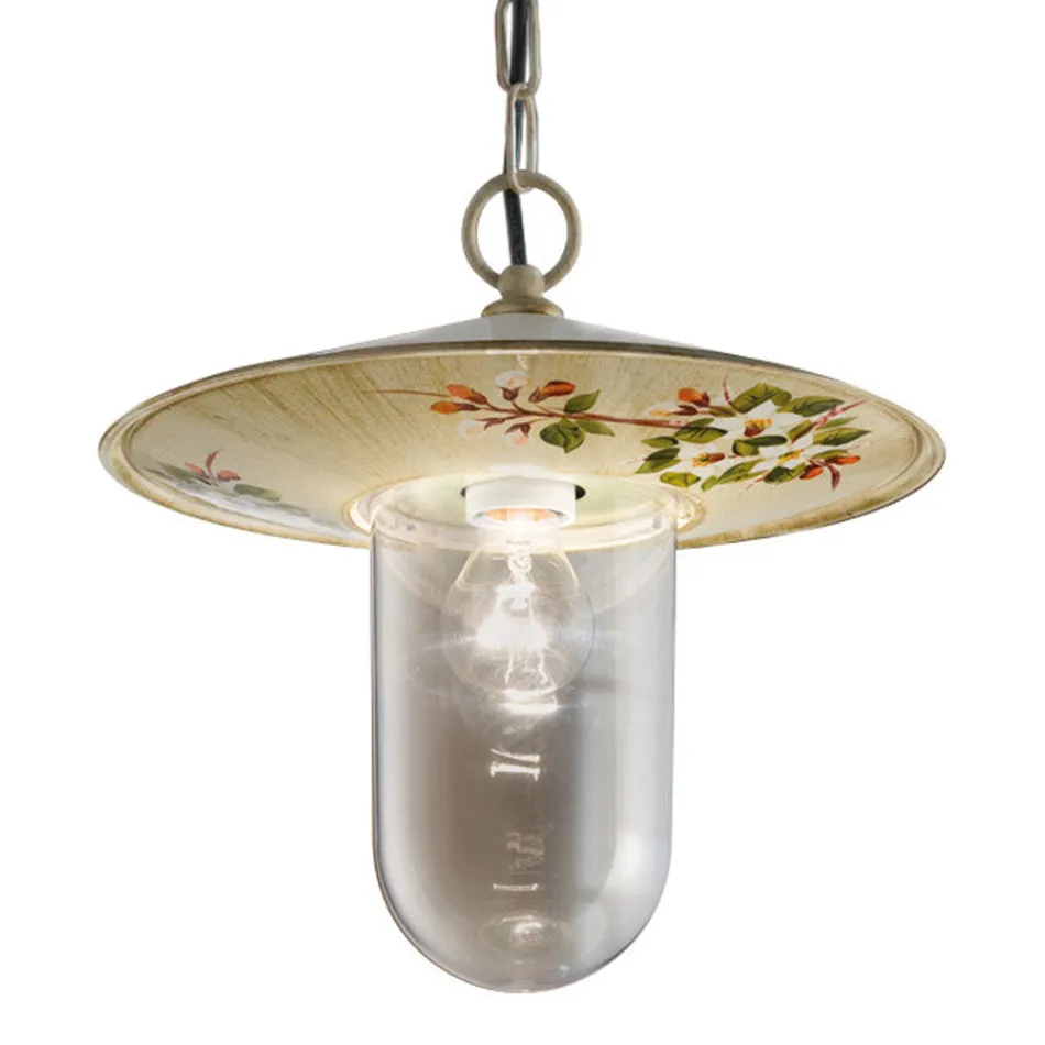 Zewnętrzna lampa wisząca z aluminium ręcznie malowane kwiaty - Genoa Viadurini