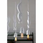 Lampa wisząca z matowej białej ceramiki z wiewiórką i żołędziem - wiewiórka Viadurini