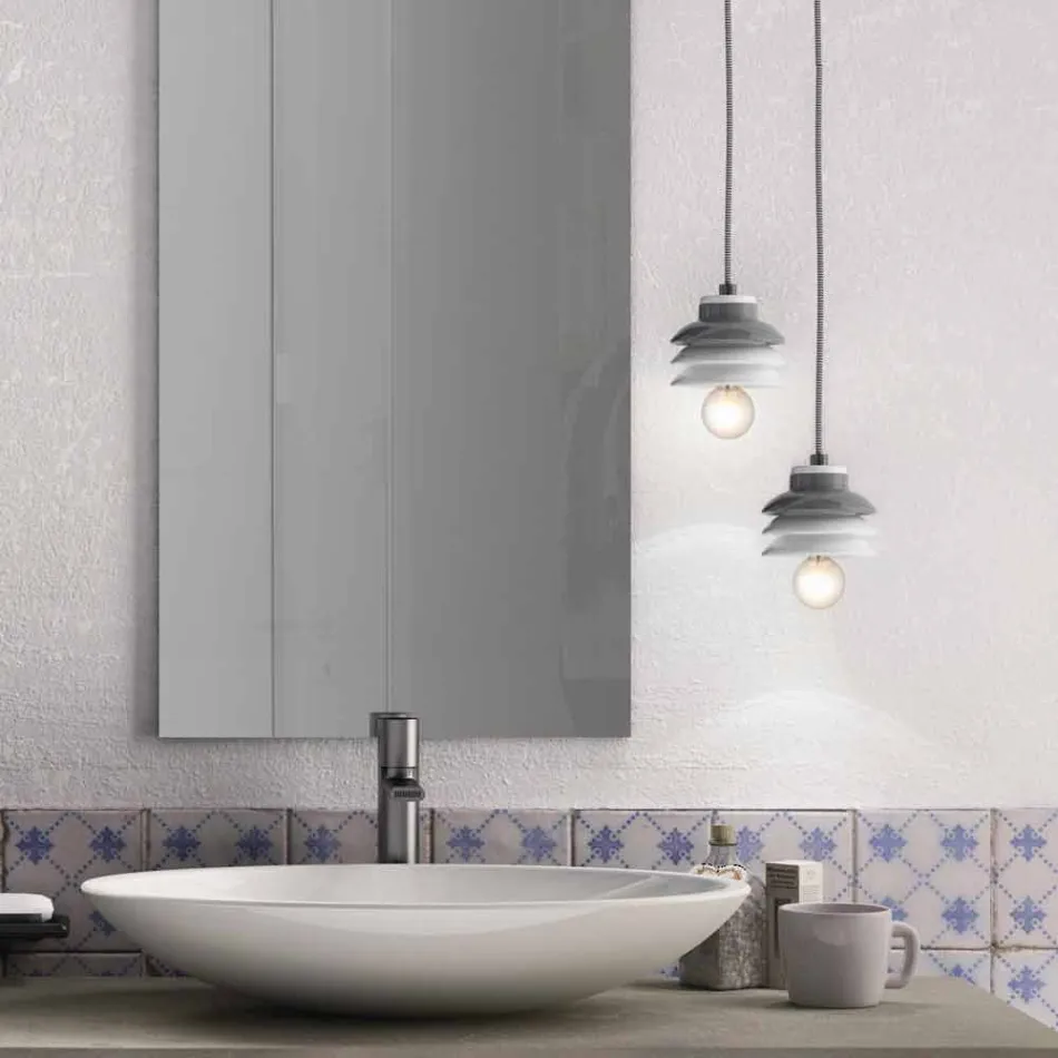 Lampa wisząca w ceramice i nowoczesne aluminium wykonane we Włoszech w Azji Viadurini