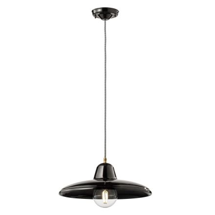 Lampa wisząca z czarnej ceramiki i żelaza Industrial Vintage Design - Bew Viadurini