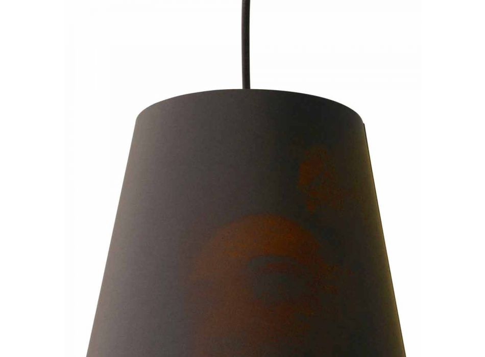 Lampa wisząca z antracytowego lnu z wewnętrznym wzorem, 2 rozmiary - Bramosia Viadurini