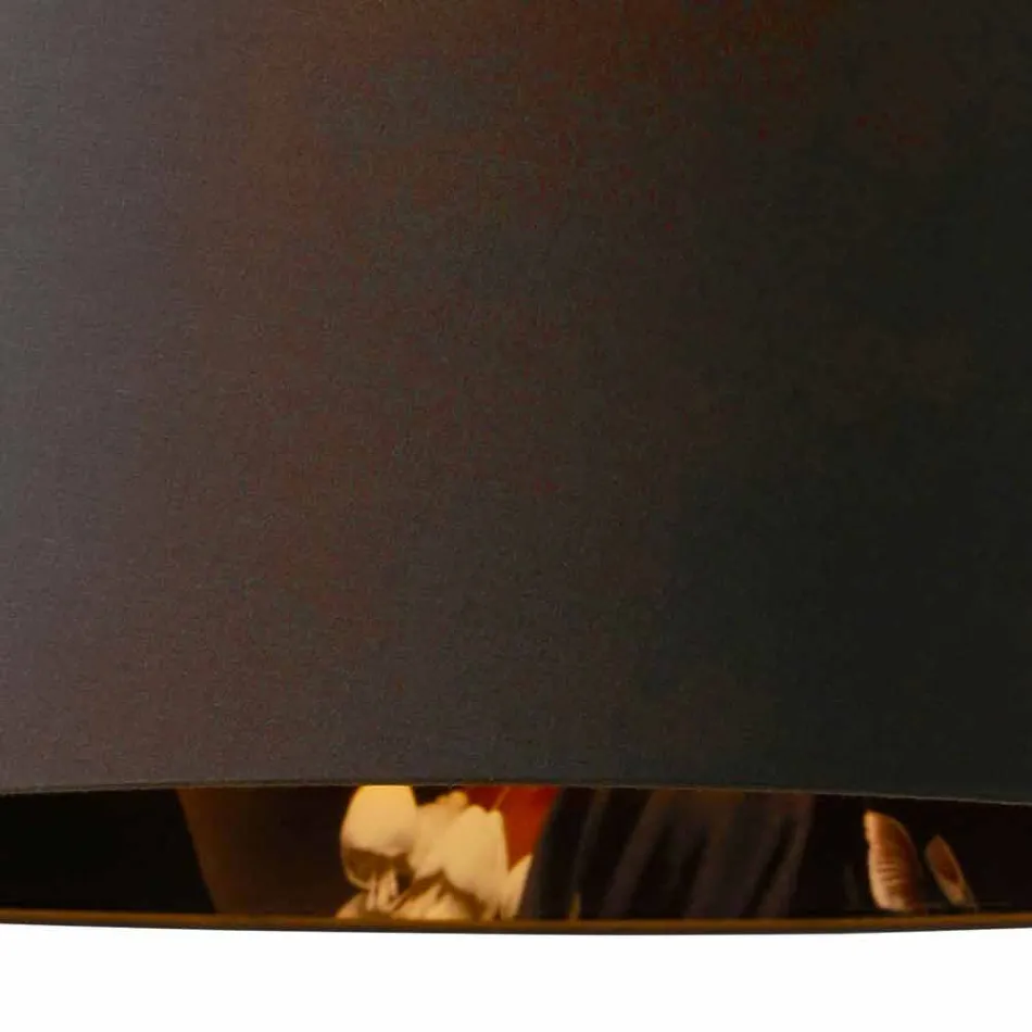 Lampa wisząca z antracytowego lnu z wewnętrznym wzorem, 2 rozmiary - Bramosia Viadurini